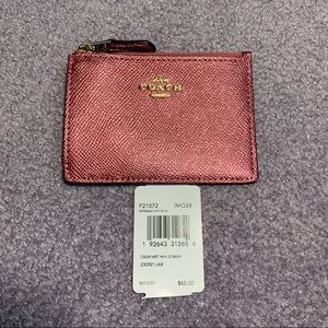 NWT COACH Small Leather Metallic Blush Wallet